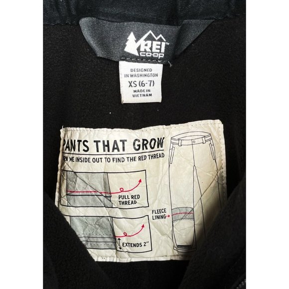 REI Peak2L Unisex Kids Girls Boys XS (6-7) Black Ski Snow Board Pants That Grow - Picture 7 of 7